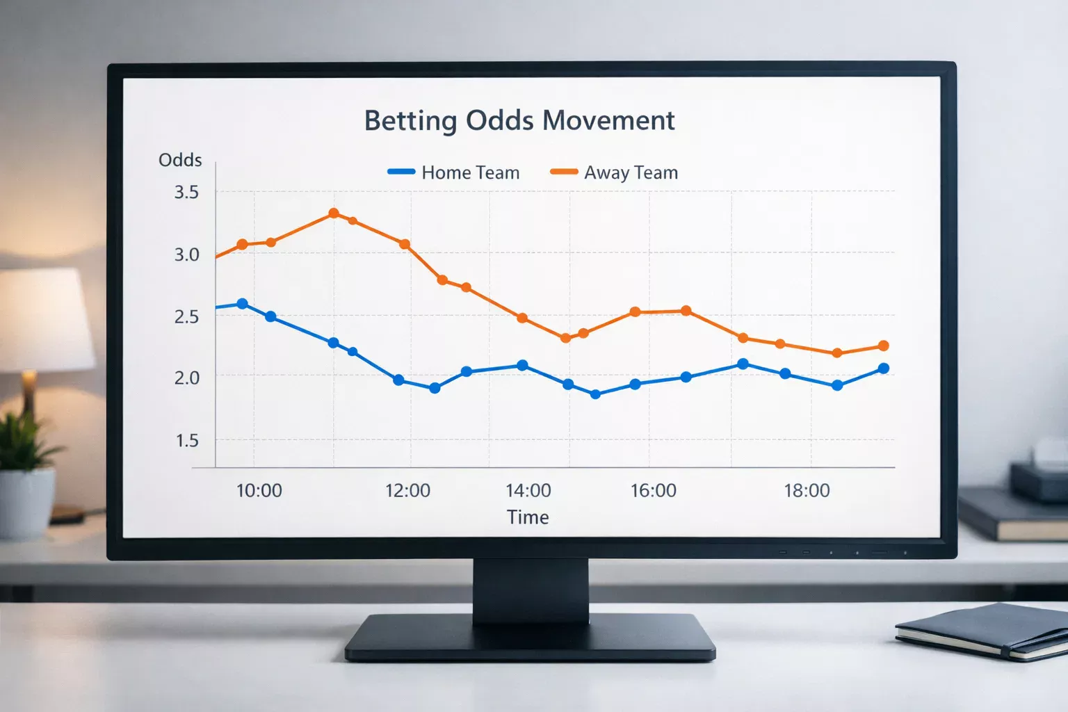 Grafico semplificato che mostra il movimento delle quote di una partita di basket