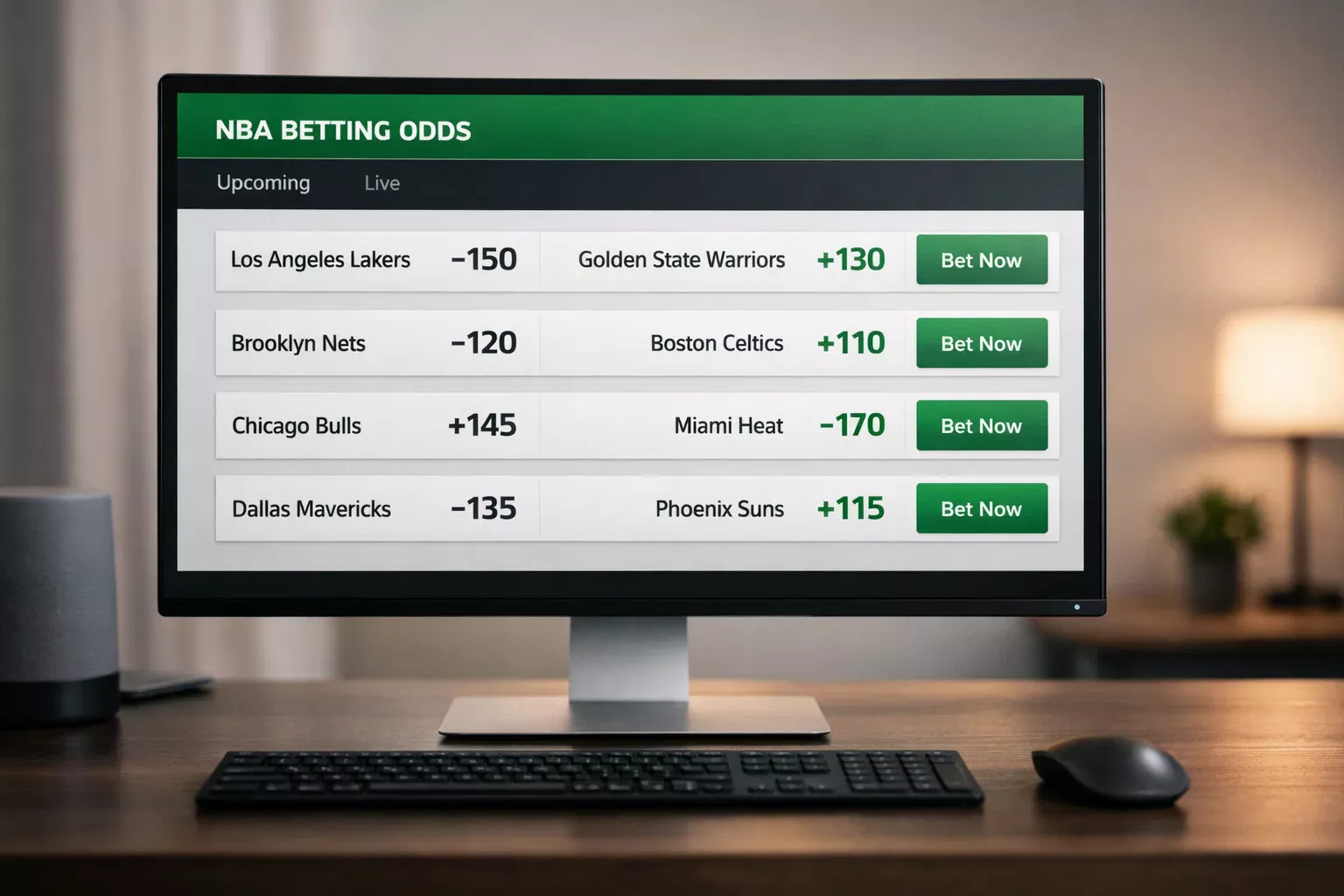 Schermo con quote americane NBA in formato più e meno